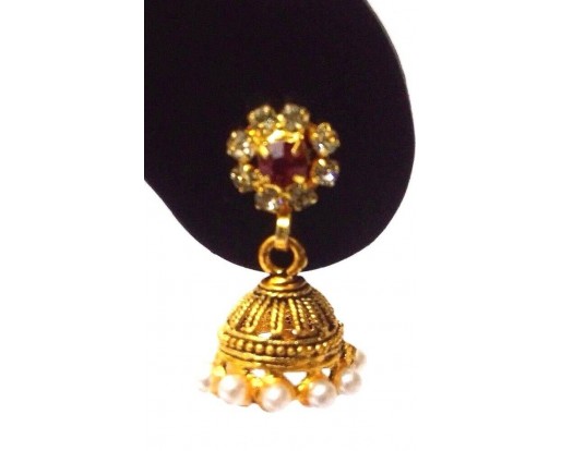 Golden Oxidized Earrings Ethnic Imitation Jewelry Drop Dangle Chandelier - EA58